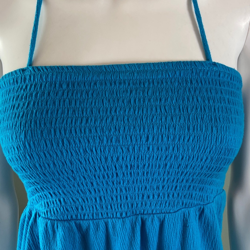 No Boundaries Blue Smocked Halter Swim Cover-Up Beach Mini Dress Medium M - Picture 6 of 9